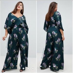 Asos Floral Wide Leg Kimono Jumpsuit